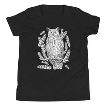 Load image into Gallery viewer, Great Horned Owl Fun Fact Youth Short Sleeve T-Shirt
