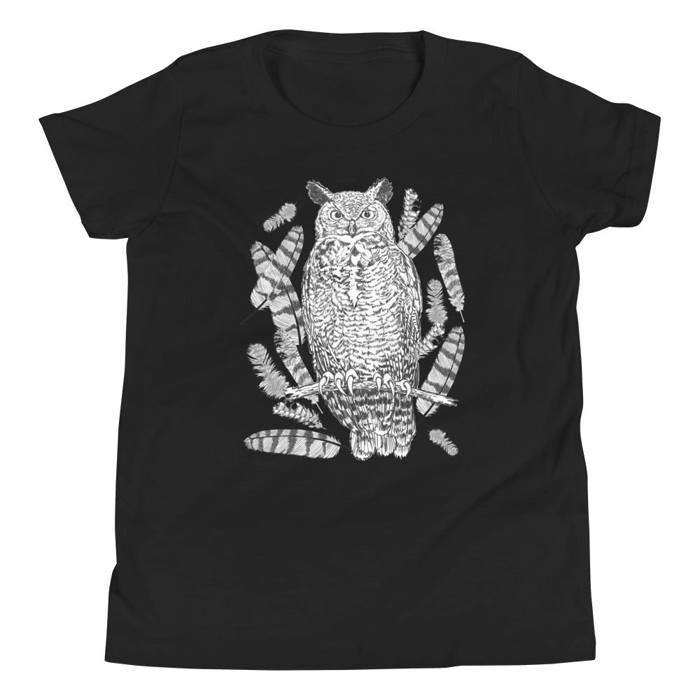 Great Horned Owl Fun Fact Youth Short Sleeve T-Shirt