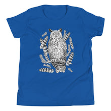 Load image into Gallery viewer, Great Horned Owl Fun Fact Youth Short Sleeve T-Shirt
